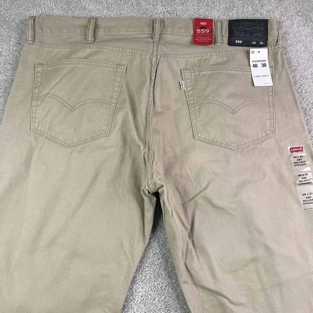 NEW Levis 559 Pants‎ Mens 40x30 Tan Khaki Relaxed Straight Twill Chino NWT